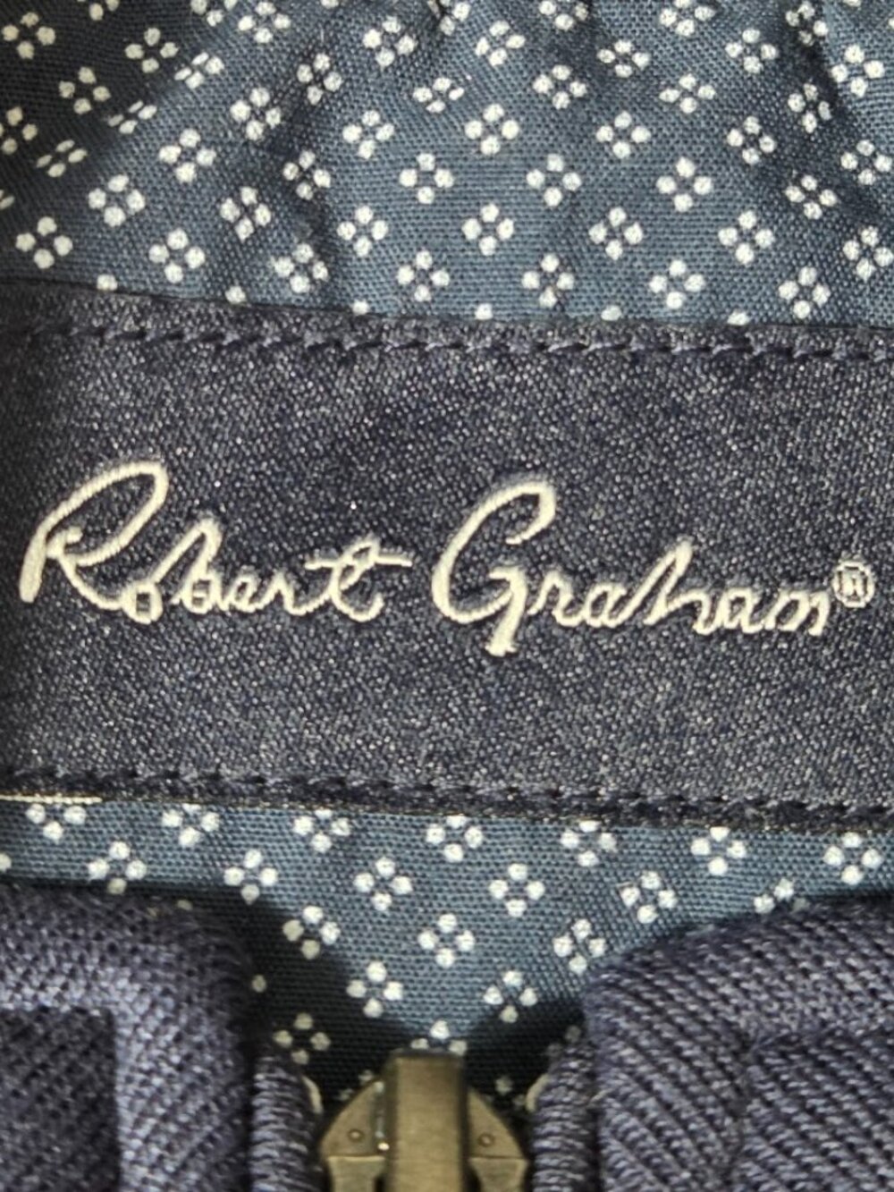 Robert Graham Full Zip Track Jacket Navy Blue Top Athletic Casual Mens XL - Picture 2 of 7